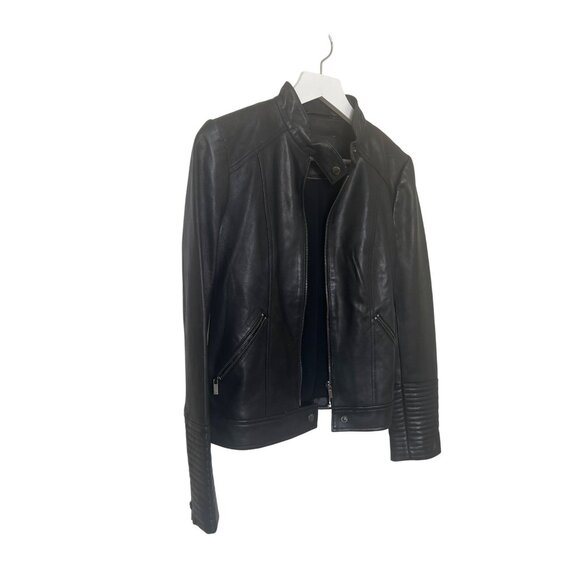 Neiman Marcus Black Leather Moto Jacket - Picture 11 of 14